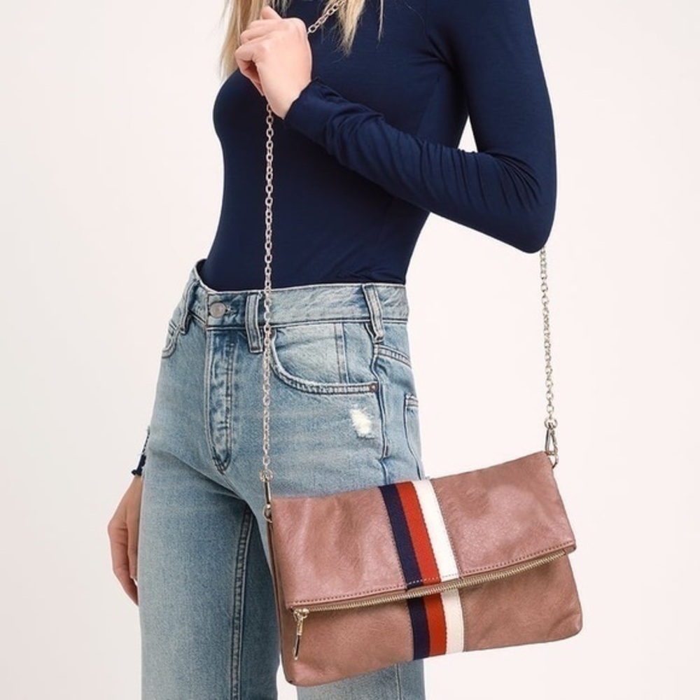 Lulus Rivera Mauve Striped Purse shoulder bag